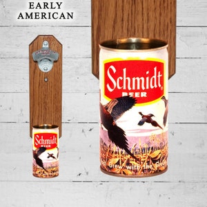 Schmidt Pheasants Wall Mounted Bottle Opener with Vintage Schmidt Beer Can Cap Catcher Gift for Guys image 2