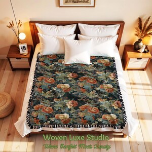 Lebendige Jugendstil Blumen gewebte Decke | Bunter strukturierter Überwurf für Kunstliebhaber | Home Decor Zubehör | Mutige Aussage Tapisserie