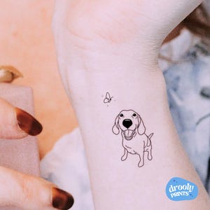 Diseño de tatuaje de retrato de perro personalizado: Arte de línea fina (Descarga instantánea)