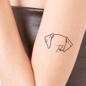 Custom Pet Ears Outline with Name Tattoo Design,  Personalized Dog or Cat Ear Outline, Pet Tattoo for Pet Lovers Tattoo INSTANT DOWNLOAD