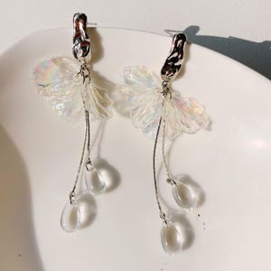 Crystal Flower Earrings – Iridescent Petal Dangle for Summer Weddings, Bridesmaids, Gift for Her