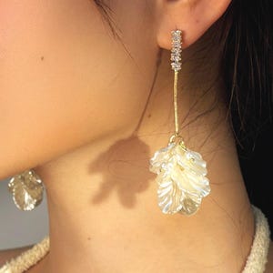 White Floral Earrings · Statement Drop for Bride or Bridesmaids · Lightweight Wedding Jewelry Gift