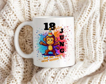 Mug for 18th birthday birthday gift 18 years gift birthday gift animal motif monkey mug pleasure cups