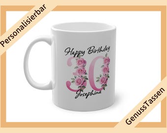 Personalized coffee mug for 30th birthday pink personalized mug 30th birthday mug with name name mug Happy Birthday