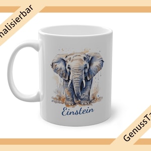 Personalized coffee mug elephant watercolor mug with name name mug animals animal motif mug with animal motif elephant gift