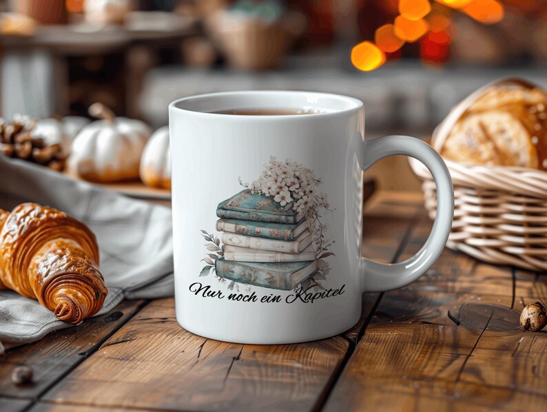 Bellissima tazza con la scritta: Ancora un capitolo| Tazza da lettura| Tazza di libri| Tazza per amanti dei libri| Tazza per leggere| topo di biblioteca immagine 4