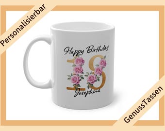 Personalized coffee mug for 18th birthday brown personalized mug 18th birthday mug with name name mug Happy Birthday