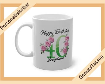 Personalized coffee mug for 40th birthday green personalized mug 40th birthday mug with name name mug Happy Birthday