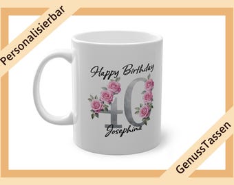 Personalized coffee mug for 40th birthday gray personalized mug 40th birthday mug with name name mug Happy Birthday