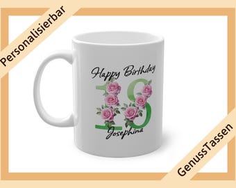 Personalized coffee mug for 18th birthday green personalized mug 18th birthday mug with name name mug Happy Birthday