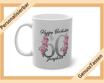 Personalized coffee mug for 60th birthday gray personalized mug 60th birthday mug with name name mug Happy Birthday