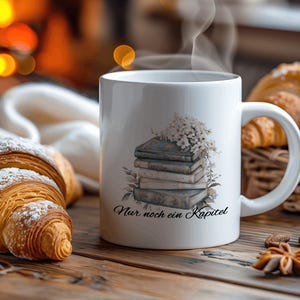 Bellissima tazza con la scritta: Ancora un capitolo| Tazza da lettura| Tazza di libri| Tazza per amanti dei libri| Tazza per leggere| topo di biblioteca immagine 5