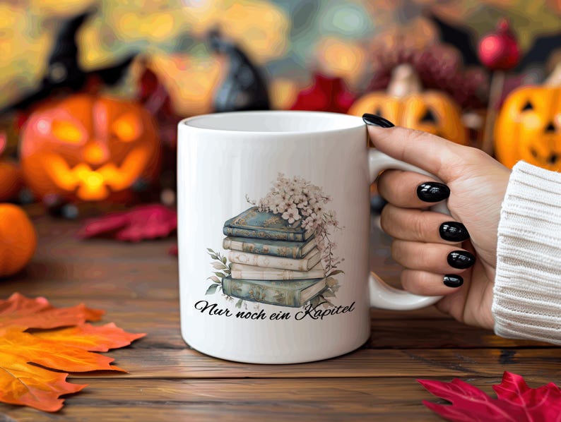 Bellissima tazza con la scritta: Ancora un capitolo| Tazza da lettura| Tazza di libri| Tazza per amanti dei libri| Tazza per leggere| topo di biblioteca immagine 2