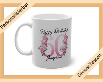 Personalized coffee mug for 60th birthday pink personalized mug 60th birthday mug with name name mug Happy Birthday