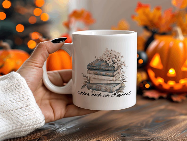 Bellissima tazza con la scritta: Ancora un capitolo| Tazza da lettura| Tazza di libri| Tazza per amanti dei libri| Tazza per leggere| topo di biblioteca immagine 3