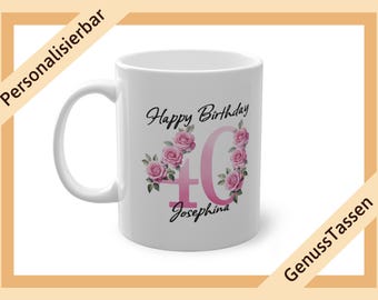 Personalized coffee mug for 40th birthday pink personalized mug 40th birthday mug with name name mug Happy Birthday