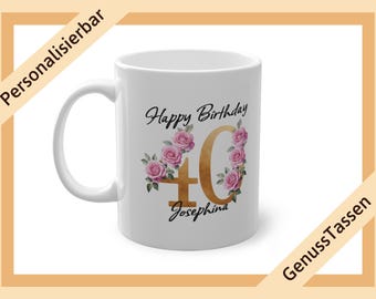 Personalized coffee mug for 40th birthday brown personalized mug 40th birthday mug with name name mug Happy Birthday