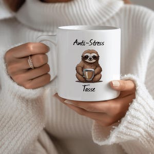 Anti-stress mug with sloth| Office mug| Mug for stress relief| Mug for stressed people| Mug for craftsmen| Coffee mug against stress