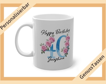 Personalized coffee mug for 40th birthday blue personalized mug 40th birthday mug with name name mug Happy Birthday