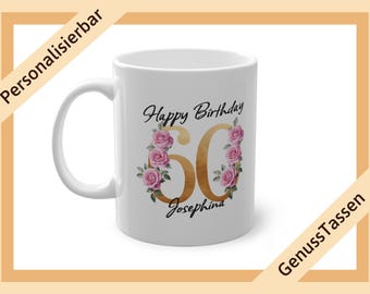 Personalized coffee mug for 60th birthday brown personalized mug 60th birthday mug with name name mug Happy Birthday