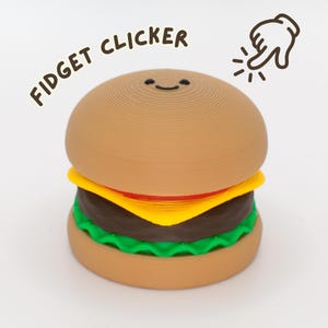 Cute Burger Clicker Keychain, Stress and Anxiety Relief, ADHD, ASMR, Sensory Fidget Toy, Stim Toy