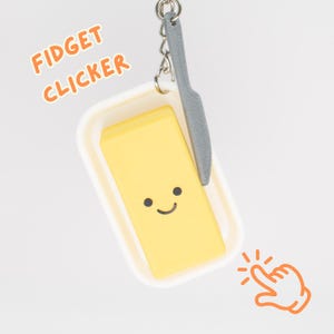 Cute Butter Fidget Clicker Keychain, Stress and Anxiety Relief, ADHD, ASMR, Sensory Fidget Toy, Stim Toy