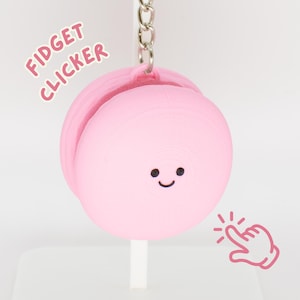 Cute Macaron Fidget Clicker Keychain, Stress and Anxiety Relief, ADHD, ASMR, Sensory Fidget Toy, Stim Toy
