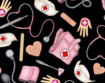 Doctor Toss in Ecru part of the Just What the Doctor ordered line by Quilting Treasures Fabrics You choose the cut