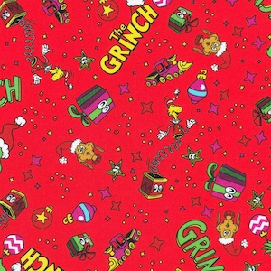 Licensed Dr. Seuss Enterprises - How the Grinch Stole Christmas Holiday by Robert Kaufman fabrics -  your choice of cut