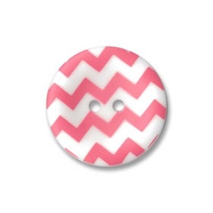 May include: Pink and white chevron patterned button with two holes.