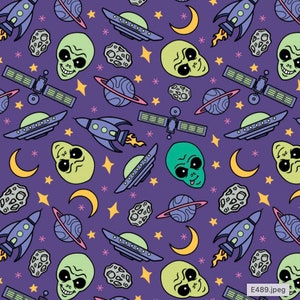 Alien Invasion in Purple part of the I want to Believe Line by Camelot Fabrics - you chose the cut