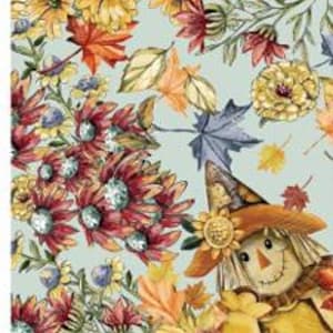 Mysig landsbygd i ljus aqua, en del av Pumpkin Patch Keeper från Camelot fabrics – ditt val av snitt
