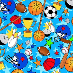 Flannel -Sports in Multi part of the Comfy Flannel Prints by A.E. Nathan - you choose the cut