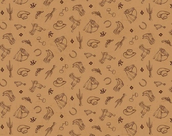 John Wayne American West Icons in Tan by Riley Blake Designs - your choice of cut