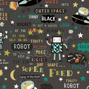 Super Fred Main (glow-in-the-dark) Gray - by Michael Miller Fabrics - You choose the cut