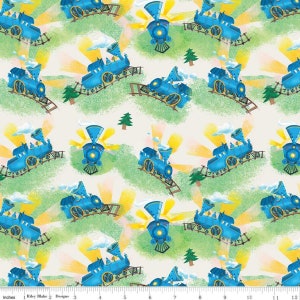 Licensed - The Little Engine That Could Choo Choo in Cream -  by Riley Blake Designs - your choice of cut