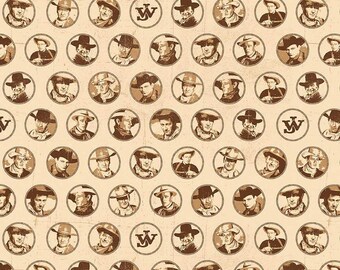 John Wayne American West Circles in Cream by Riley Blake Designs - your choice of cut