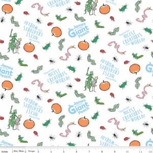 James and the Giant Peach Creature in white- by Riley Blake - your choice of cut