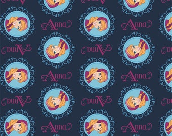 Licensed Frozen 2  Alpine Wonder Anna Medallion in navy Fabric - by Camelot Fabrics - your choice of cut