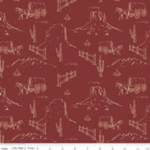 John Wayne westernlandschap in rood - door Riley Blake Designs - jij kiest de snit