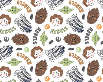 Star Wars- Licensed Rebels faces and friends fabric by Camelot fabrics -  your choice of cut