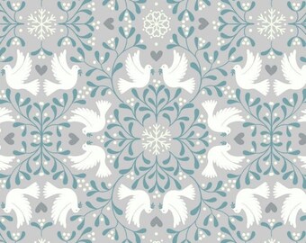 Scandi Dove in Silver Part of the Hygee Glow Line by Lewis and Irene Fabrics  - you chose the cut