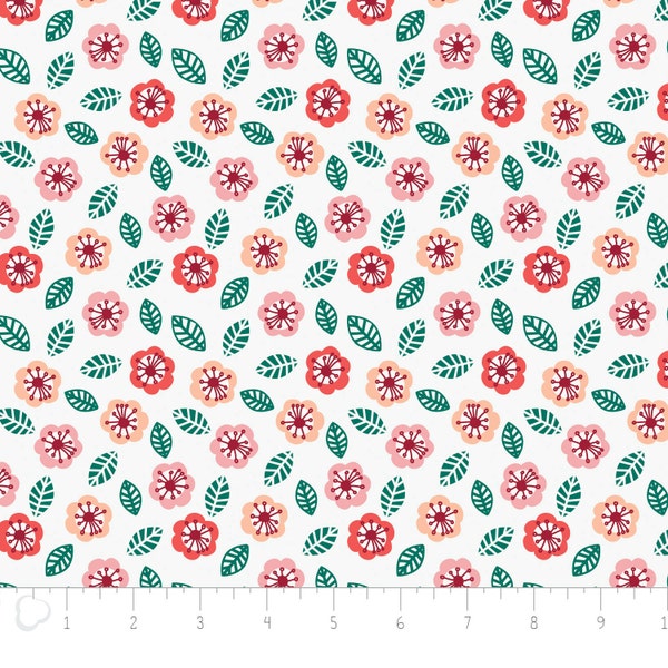 Jungle Friends Floral in White par Camelot Fabrics - Tissu à vous de choisir