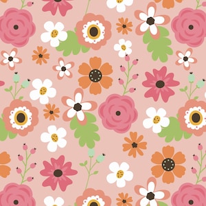 FLANNEL - Spring Flowers in Pink Part of the Fantastic Flannel by David Textiles Fabric - 27 inch piece