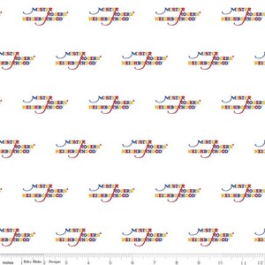 Licensed Mister Rogers - Mister Rogers Logo in White -  by Riley Blake Fabrics - your choice of cut