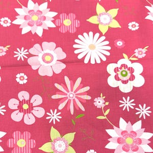 Brother and Sister Pink, White, and Green Floral on Pink Fabric - 55 inch piece