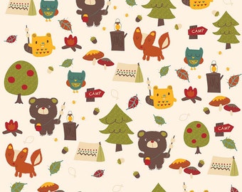 Alpine Fabrics Bear Country Flannel in Cream - FLANNEL by Alpine Fabrics - 15 inch piece