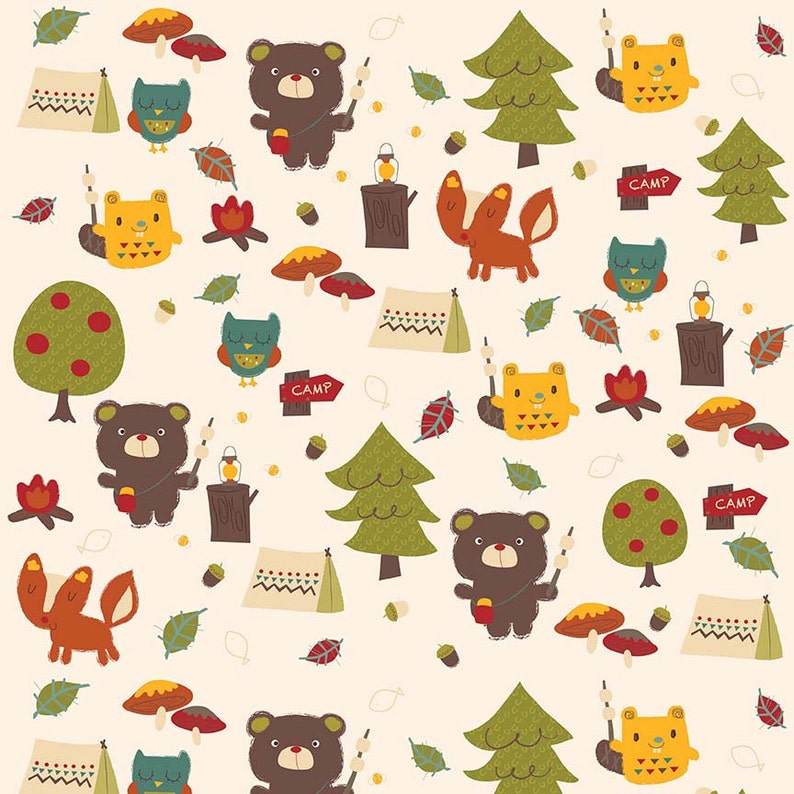 you choose the cut Alpine Fabrics Bear Country Flannel in Cream FLANNEL by Alpine Fabrics