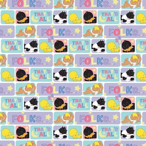Licensed Looney Tunes - Looney Tunes Sleepy tunes in White part of the Character Nursery Line by Camelot Designs - You chose the cut