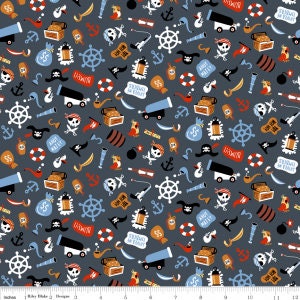 Pirate's Life, losgeknoopte luiken in grijs van Riley Blake Designs, snit naar keuze